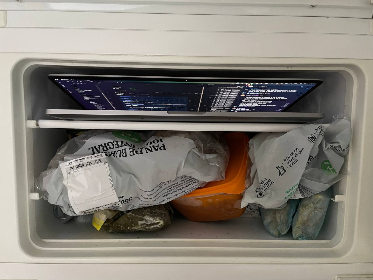 Laptop in the fridge